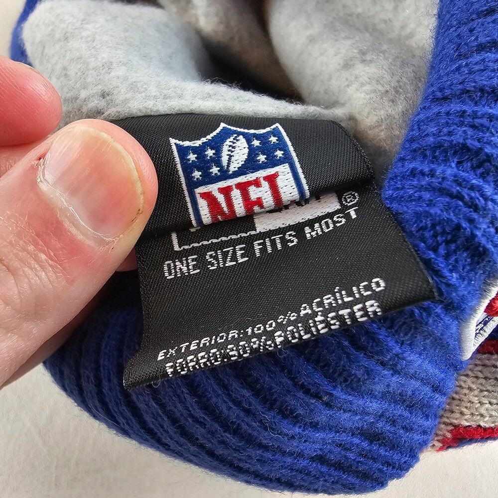 New Era Buffalo Bills Beanie Hat Blue White Red Pom Pom Knit Cuffed NFL One Size - Picture 5 of 5